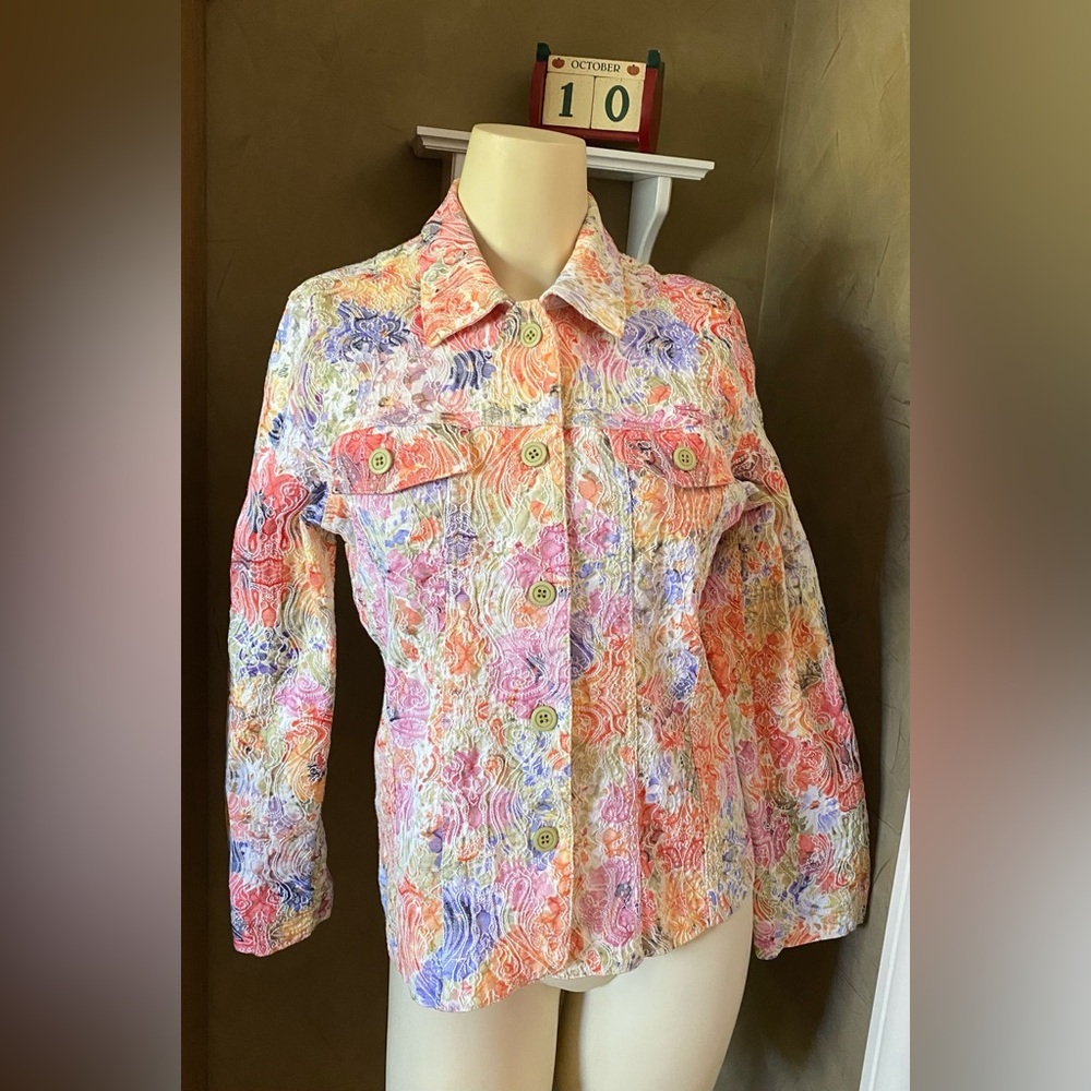 Joni B. Jean Style Jacket pastel floral print women’s size S